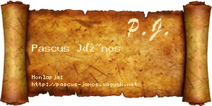 Pascus János névjegykártya